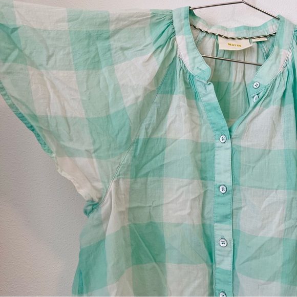 Maeve {Anthropologie} Gingham Flutter Top - Picture 4 of 5